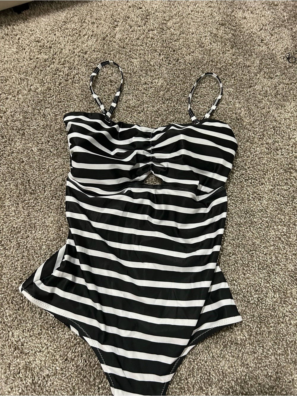 Striped Black & White One-Piece Swimsuit